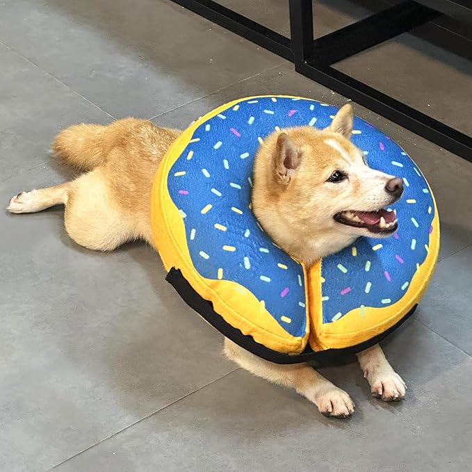 Katoggy Inflatable Dog Cone Collar for Post-Surgery Dogs & Cats, Soft Adjustable Blow-Up Donut E-Collar for Small, Medium & Large Pets