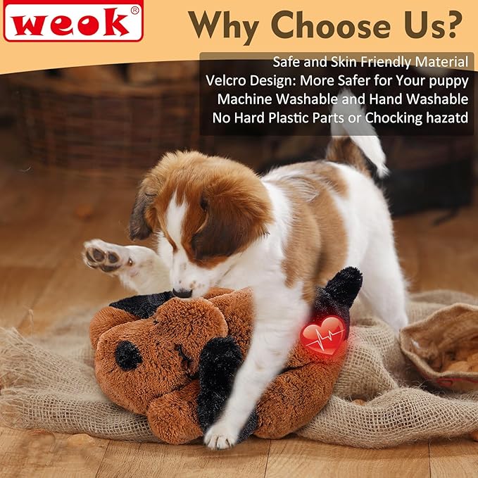 Heartbeat Puppy for Dogs, Heartbeat Helps for Dog Anxiety Relief and Calming Aid, Puppy Heartbeat Stuffed Animal Anxiety Calming Behavioral Aid Puppy Heartbeat Toy Sleep aid for Dogs Cats Pets
