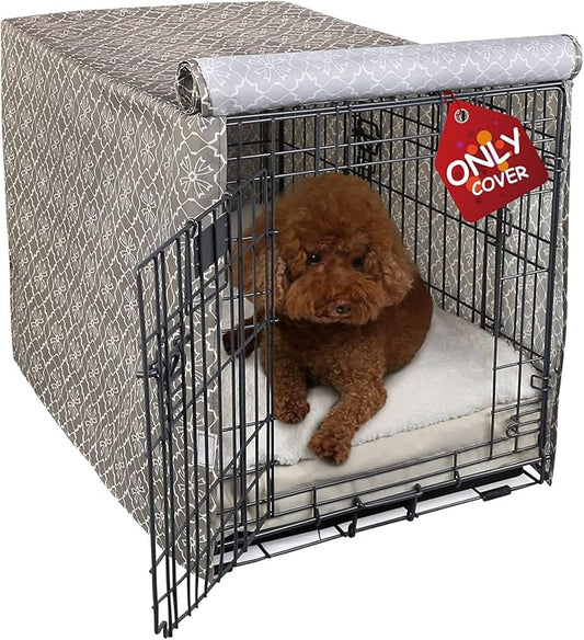 Explore Land Pattern Dog Crate Cover for 36 Inches Wire Cage, Heavy-Duty Polyester 1 2 3 Doors Standard Metal Pet Kennel Enclosure (Vintage Violet)