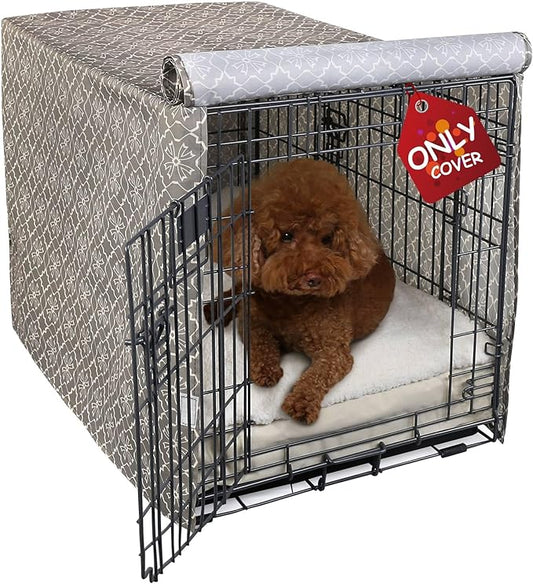 Explore Land Pattern Dog Crate Cover for 30 Inches Wire Cage, Heavy-Duty Polyester 1 2 3 Doors Standard Metal Pet Kennel Enclosure (Vintage Violet)
