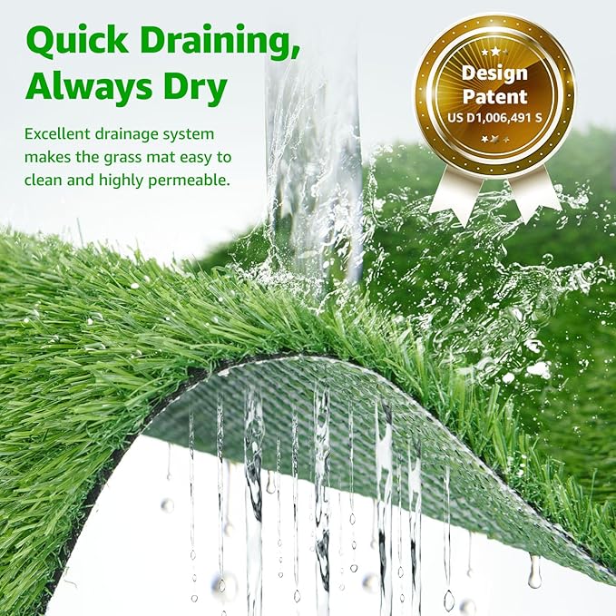 Dog Grass Pet Loo Indoor/Outdoor Portable Potty, Dog Litter Box Full Potty System with Trays, Artificial Grass Patch Balcony Mat and Washable Pee Pad for Puppy Training, Pet Toilet (Tray 35''x23'')