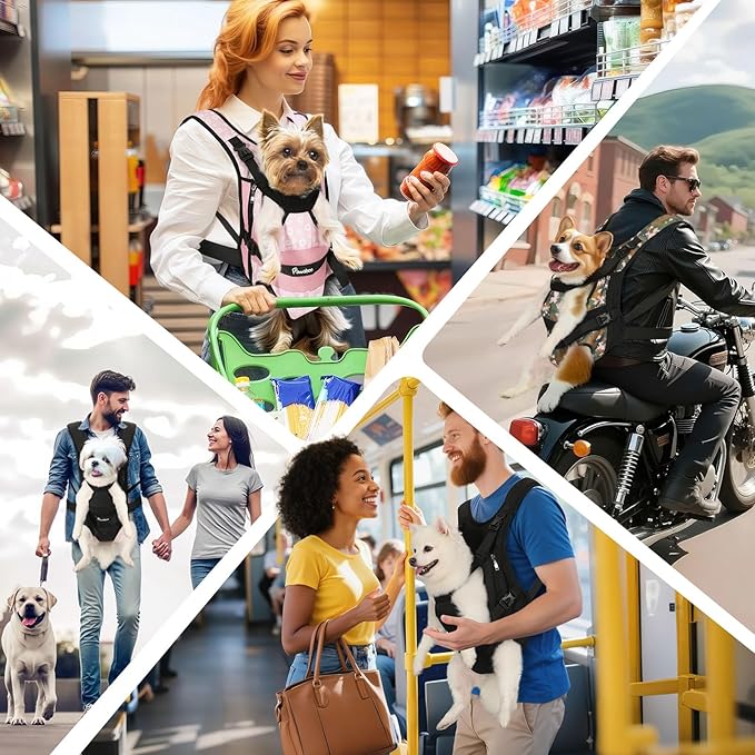 Pawaboo Pet Dog Front Carrier Backpacks, Legs Out Pet Carrier Backpack for Dogs, Adjustable Dog Chest Carriers Purse for Small Medium Dogs Hands Free for Travel Hiking Cycling Camping, S, Black