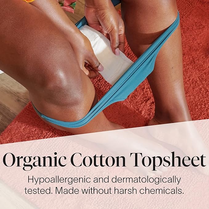 Cora Ultra Thin Organic Bladder Liners | Incontinence & Postpartum Pads for Women | Panty Liners for Bladder Leaks | Breathable Cotton (50 Extra Long)