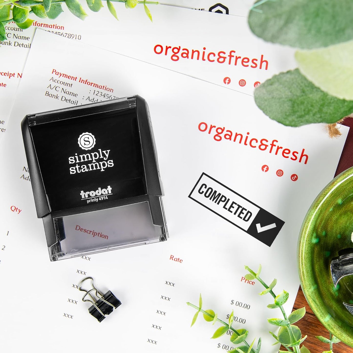 Completed Office Stamp | 4 Different Sizes | 20 Designs | Multiple Color Options | Perfect for Quick Validation of Office Documents (Completed, Xtra Large)
