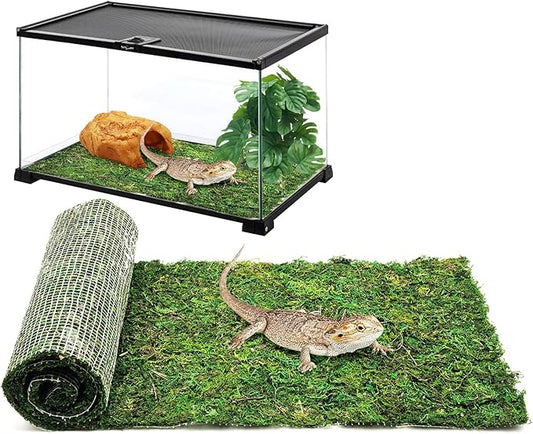 kathson Reptile Carpet, Natural Moss Mat for Terrarium, Bearded Dragon Tank Flooring Green Substrate Liner for Leopard Gecko Hermit Crab Lizard Tortoise (70.86" X 11.81")