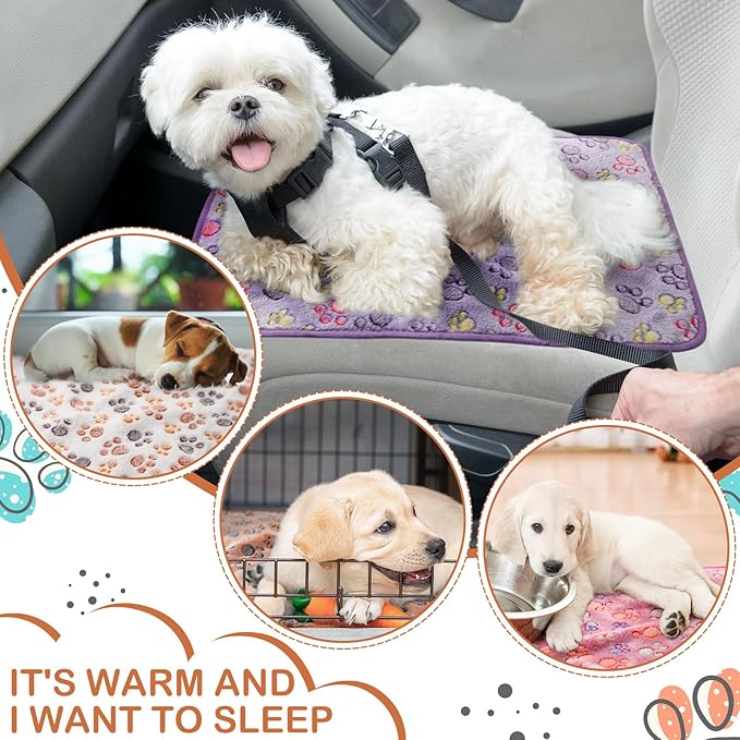 Tudomro 8 Pcs Guinea Pig Blankets Absorbent Washable Animal Fleece Bedding Cage Liners Waterproof Reusable Pet Pee Sleep Mat Pad Cover for Chinchilla Hamster Ferret(Paw,12 x 12 Inch)