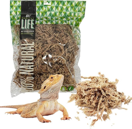 The Habitat Life - Natural Sphagnum Moss - for Reptiles, Amphibians & Invertebrates Terrariums - Humidity Control - Ideal for Burrowing & Nesting - Dye-Free & Safe - Medium - 1 Pack