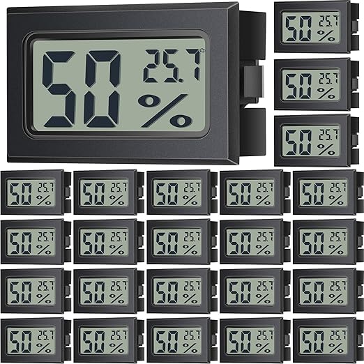 Kanayu 24 Pack Mini Digital Hygrometer Thermometers Indoor Humidity Monitor Temperature Humidity Gauge Meter with Fahrenheit for Greenhouse Garden Cellar Closet