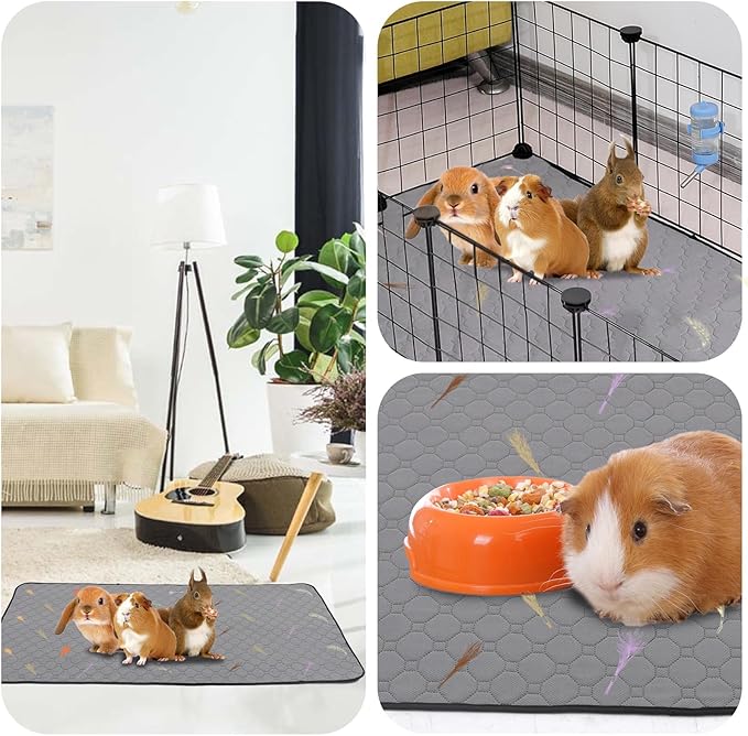 2Pcs Guinea Pig Cage Liners,Guinea Pig Fleece Cage Liners36''X72'' Super Absorbent Washable Pee Pads Reusable for Rabbit Hamster Chinchilla