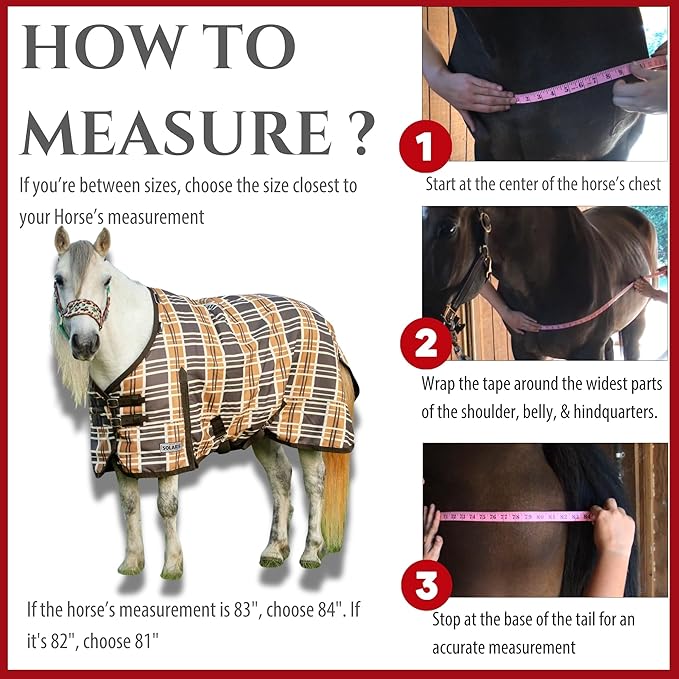 Jeffers Pony Poppins Solaris 1200 Denier Turnout Blanket Brown & Cream Plaid 48" - Waterproof, Breathable Horse Blanket with 0 gram Polyfill, No Insulation, Ideal Protection for Wind & Rain,