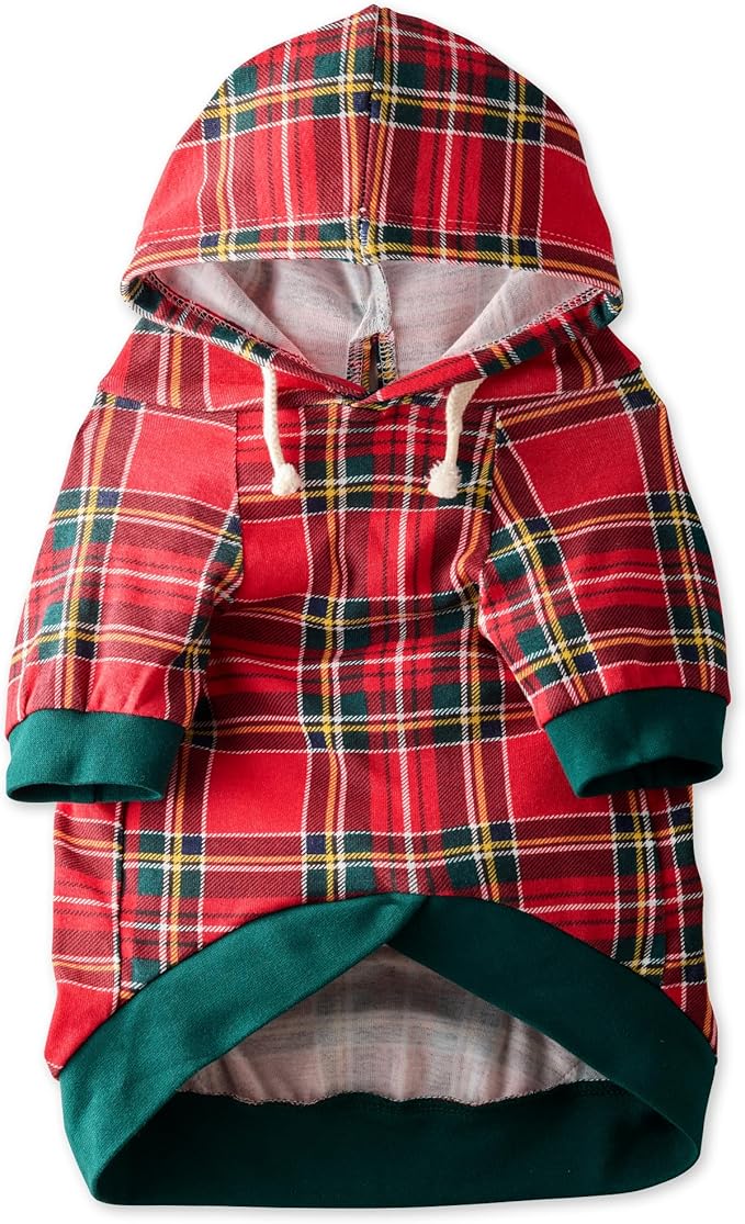 Rocky – The Orginal Lightweight Hooded TEE 100% Organic Cotton Dog Hoodie Pet Coat Sweater for Small, Medium, Large Dogs, Royal Stewart Plaid, Small