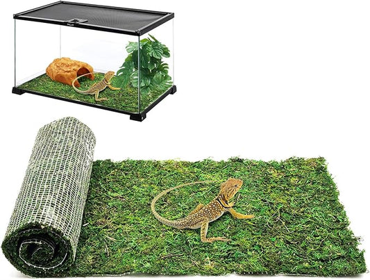 kathson Reptile Carpet, Natural Moss Mat for Terrarium, Bearded Dragon Tank Flooring Green Substrate Liner for Leopard Gecko Hermit Crab Lizard Tortoise (39.37" X 11.81")