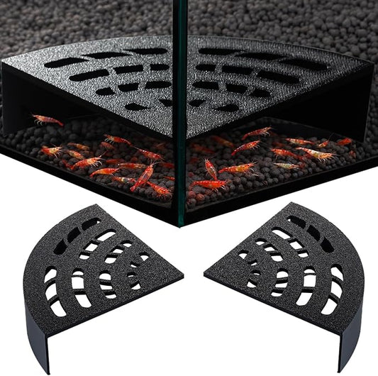Shrimp Cave 2-Pack – Space-Saving Fan-Shaped Aquarium Cave Decor with 180° Wide-View Design, Compact Fish Tank Accessories for Cherry/Dwarf Shrimp (Black)