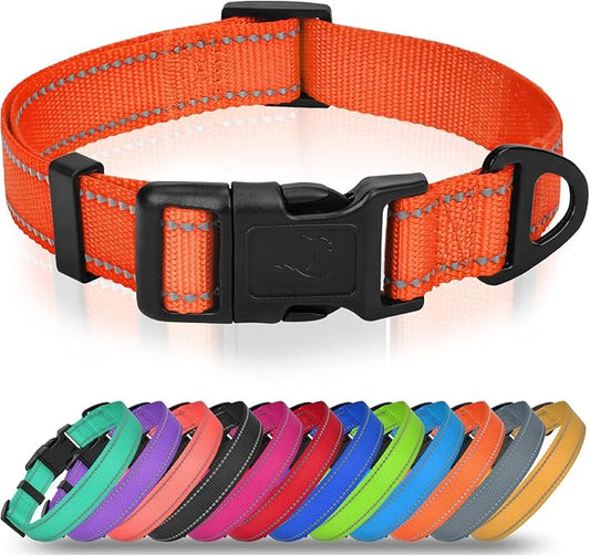Joytale Large Dog Collar, Reflective and Adjustable Nylon Pet Collar with Quick-Release Buckle for Extra Large Dogs, Orange, XL