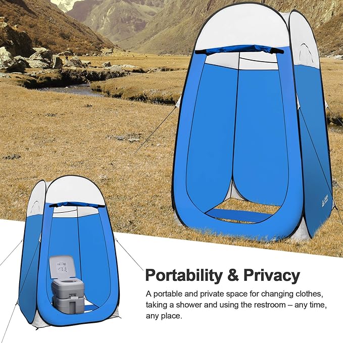 Leader Accessories Pop Up Shower Tent Dressing Changing Room Privacy Portable Camping Shelters 4' x 4' x 78" H Extra-Large Space