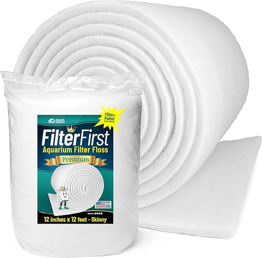 Aquatic Experts Aquarium Filter Floss for Fish Tank Filters - FilterFirst Aquarium Filter Pad - Media Roll for Crystal Clear Water, 12" x 12' x ½ to ¾ Thick