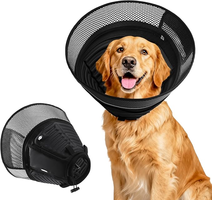 Inflatable Dog Cone for Dogs After Surgery,Soft Adjustable Elizabethan Collar for Large Dogs,2-in-1 Dog Cone with Detachable Shield,Anti-Anxiety Comfortable Pet E-Collar Prevents Licking Wounds(XL)