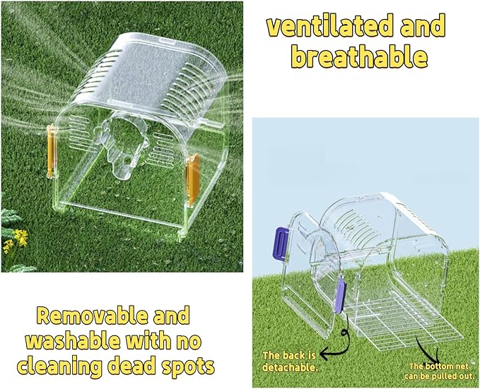Portable Plastic Bird Cages，Travel Bird Cage,Lightweight Waterproof Ventilated Small Bird Cage,Outdoor Use Easy to Carry,for Small Birds, Budgies and Pet Birds (Purple, A)