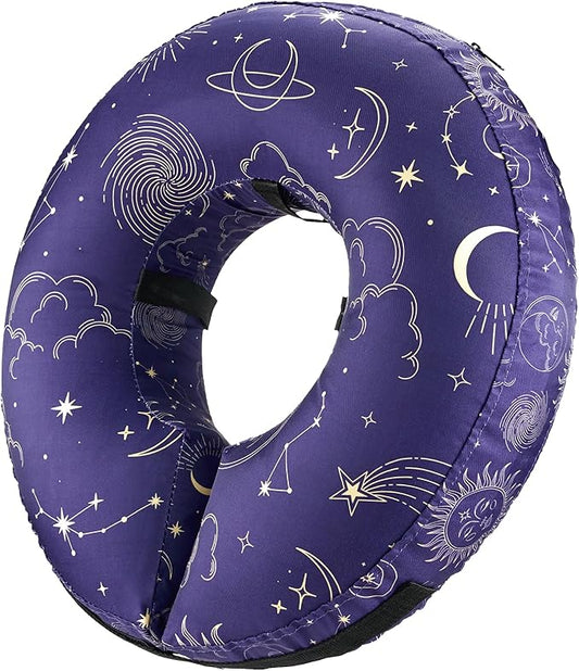 BENCMATE Inflatable Dog Cone Collar Alternative, Soft Dog Cone for Small Medium Large Dogs and Cats, Neck Recovery ECollar Donut Collar After Surgery (Large, Constellation)