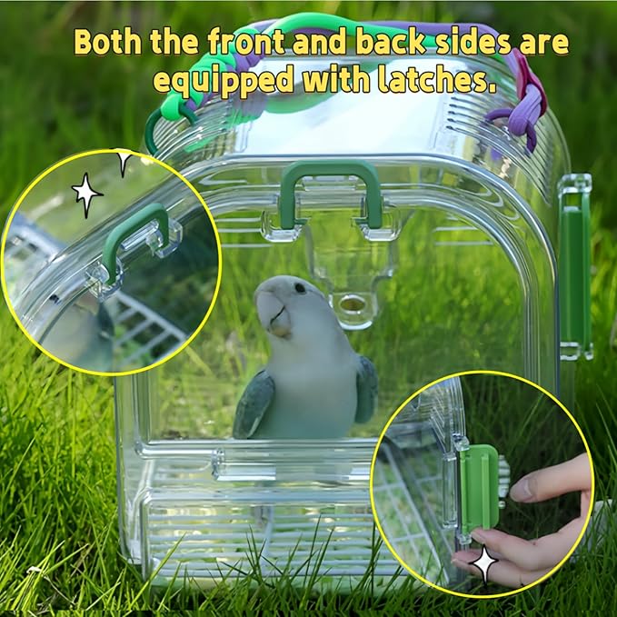 Portable Plastic Bird Cages，Travel Bird Cage,Lightweight Waterproof Ventilated Small Bird Cage,Outdoor Use Easy to Carry,for Small Birds, Budgies and Pet Birds (Purple, A)