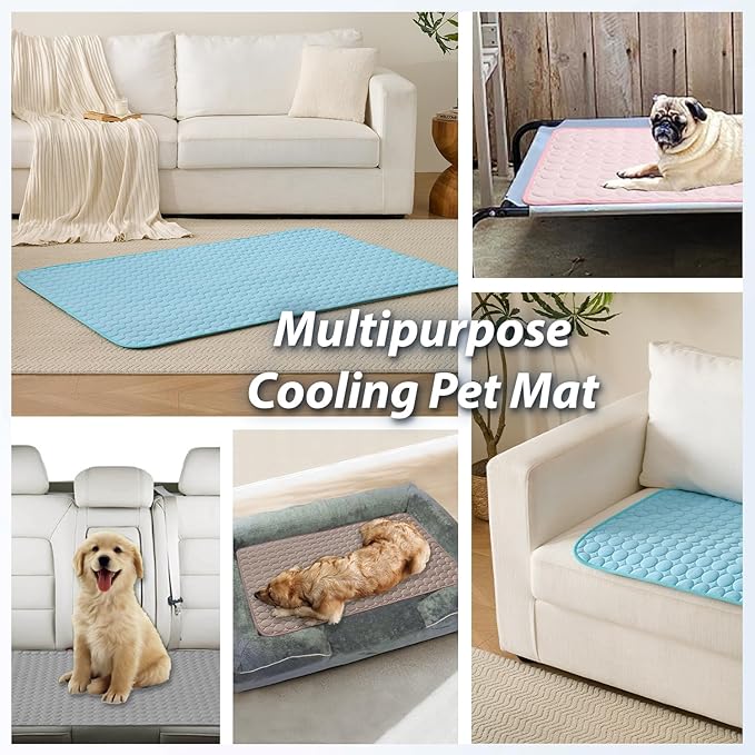 MICROCOSMOS Summer Cooling Mat & Sleeping Pad- Water Absorption Top, Materials Safe, Easy Carry, EZ Clean. Keep Cooling for Pets, Kids and Adults.(Pink, 36" x36")