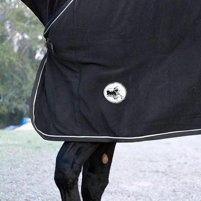 Jeffers Horse Fleece Cooler Blanket - Lightweight, Moisture-Wicking Western Blanket for Winter Warmth & Stable Use, Adjustable Fit, Durable & Easy-Care - Size 84", Black