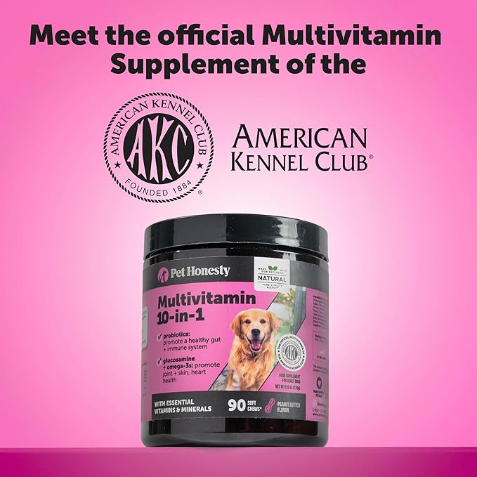 Multivitamin Dog Supplement, Glucosamine Chondroitin for Dogs, Probiotics, Omega Fish Oil, Dog Supplements & Vitamins, Vitamins for Skin and Coat Allergies (Chicken 90 ct)