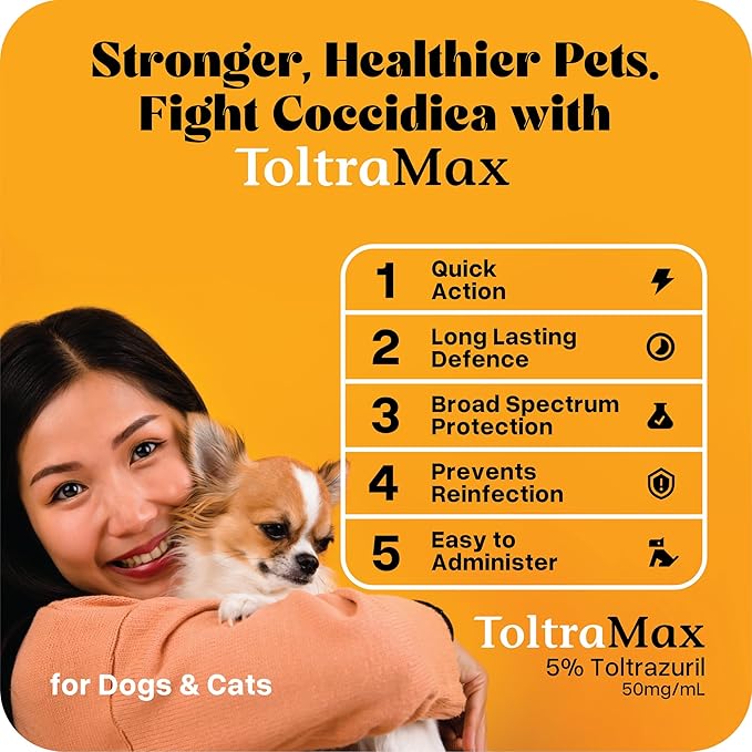 Toltrazuril 5.0% for Horses, Dogs, Cats, 120mL/4 Ounce, for Non-Food Chain Animals, Chicken