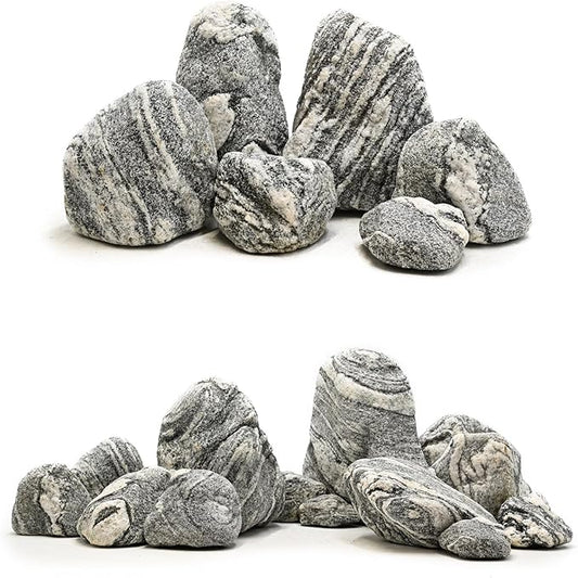 Natural Rocks Aquarium Stone 20lb Silver Seiryu Rock for Fish Tanks, Terrariums, Bonsai, Garden Decoration, Micro Landscapes & Reptile Terrariums (2-9inch 7-8Pcs)