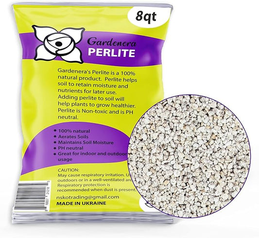 Premium Gardenera Organic Perlite - Medium/Fine Grade Horticultural Soil Amendment for Indoor & Outdoor Container Plants for Drainage Management and Enhanced Growth - 20 Quart Bag
