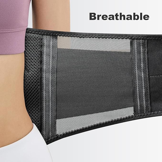AllyFlex Sports® Lightweight Back Brace for Men & Women Under Uniform, Dual Medical 3D Lumbar Pads for Lower Back Pain Relief, Breathable Mesh with Adjustable Stapes for Back Stress - L