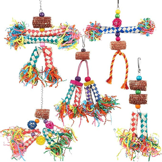 LifeIdeas Bird Shredding Toys, 5PCS Parrot Chewing Toys Corn Cob, Colorful Bird Foraging Toys for Small Medium Parrots Parakeets, Conures, Cockatiel, Lovebirds