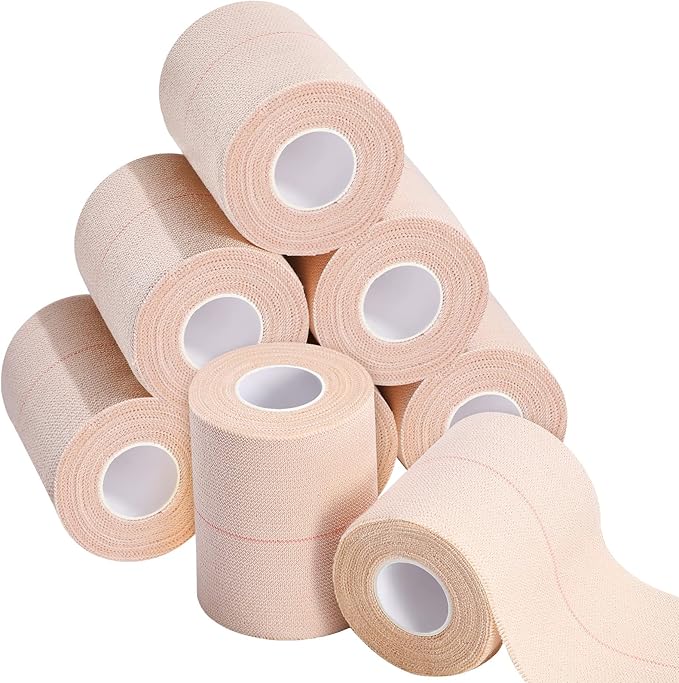 Tondiamo 8 Rolls Elastic Adhesive Bandage Tape Medical Bandage Wrap Athletic Sports Tape Flexible Stretch Skin Bandages Strips for Ankle, Knee, Wrist Sprains Animal Pets(4 Inch X 5 Yard)