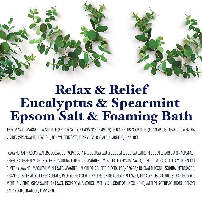 Dr Teal's Epsom Salt Soaking Solution and Foaming Bath with Pure Epsom Salt, Eucalyptus 3 Pound Bags, and 34 Ounce Bottle