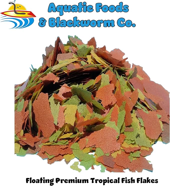 Aquatic Foods Inc. Tropical Fish Flakes, A Complete and Balanced Flake Food for Tropical Fish, Cichlids, Discus, Angel Fish, Bettas, Guppies, Tetras, Goldfish, Marine Fish...AF Flakes…2-lbs