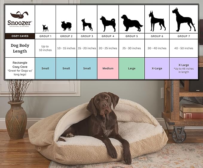 Snoozer Pet Products Luxury Rectangle Cozy Cave Dog Bed with Microsuede, Large, Black