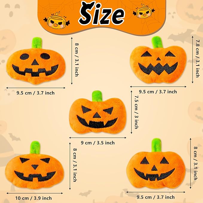 MALLMALL6 Catnip Toys for Cat - 5Pcs Halloween Pumpkin Jack O Lantern Catmint Interactive Kitten Toy for Indoor Kitty, Soft Orange Kitten Teething Chew Supplies Set, Pet Gifts for Cat Lover