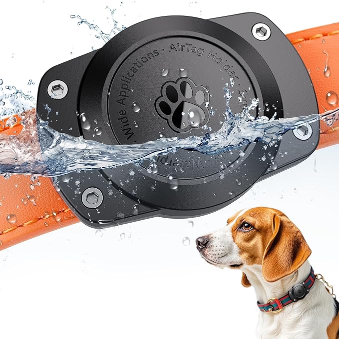 IPX8 Waterproof Dog Collar Holder for Airtag [Metal Back Plate] Ultra-Durable Dog & Cat Collars Mount for AirTag, Suitable for All Widths of Collars (1 Pack)