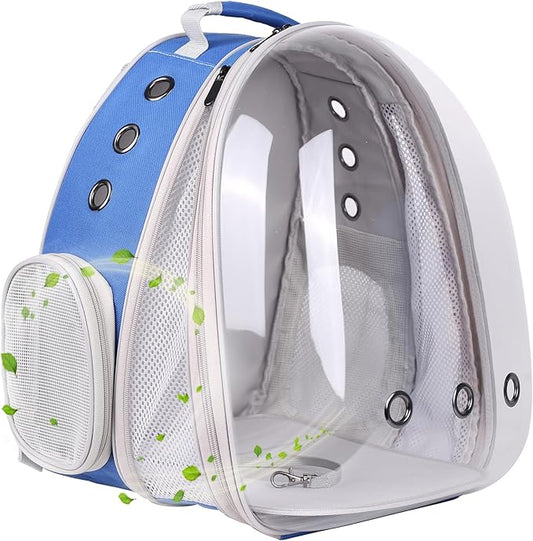 Front Expandable Cat Backpack Carrier, Fit up to 20 lbs, Space Capsule Astronaut Bubble Window Pet Backpack to Carry and Transport Large Cat and Small Puppy Blue