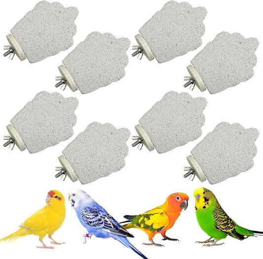 PINVNBY 8 PCS Bird Perches Calcium Parrot Perch Stand Bird Beak Grinding Stone Foot Claws Trimmer Parrot Chewing Toys Bird Cage Accessories for Budgie Cockatiel Conure Lovebird Finch