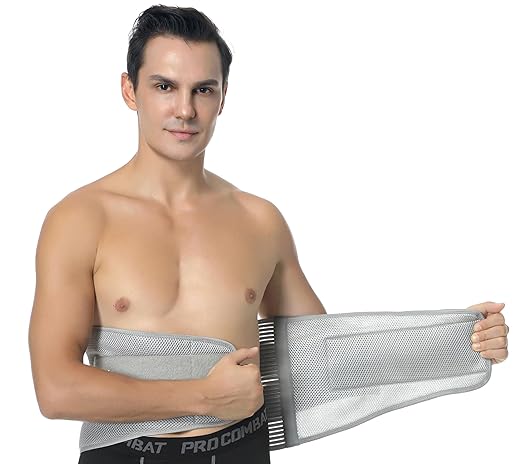 NeoTech Care Adjustable Compression Back Brace Lumbar Support Belt, Grey, Size M