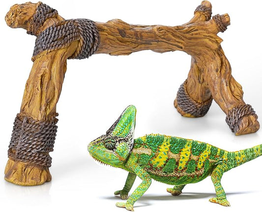 Lifelike Resin Climbing Trunk Branch Decor for Reptile Terrarium, Reptile Vivarium Habitat Decoration for Bearded Dragons, Geckos, Lizards, Snakes, 8.8 Inch