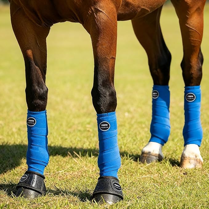 Horse Polo Leg Wraps, Fleece Wraps Elastic Bandages, Comfort Equestrian Standing Wraps, Set of 4, Boot Protection Stable Wraps Supplies (Full 10ft White)