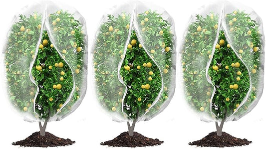 3Pcs Plant Covers from Insects, Bird Netting Barrier for Blueberry Bushes with Drawstring Zipper Mesh Garden Netting Fruit Tree Bags Plants Net Cage for Protect Tomato Vegetable Citrus, 3.3×5Ft