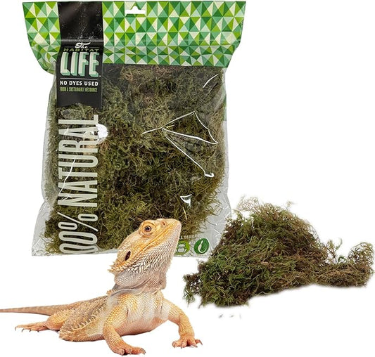 The Habitat Life - Natural Deco Moss - for Reptiles, Amphibians & Invertebrates Terrariums - Humidity Control - Natural Look & Feel - Soft Surface - Dye-Free & Safe - Medium - 1 Pack