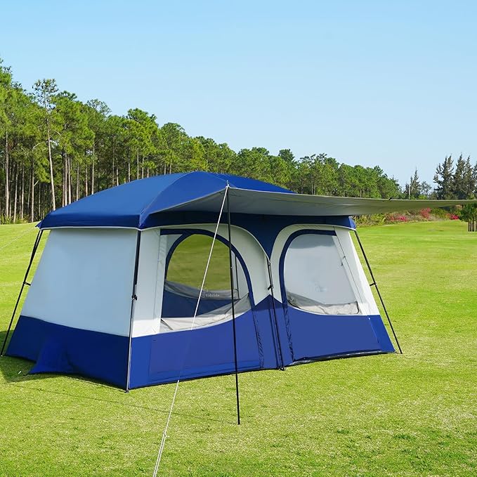 Vidalido Tents，6-8 Person Camping Tent with Extended Vestibule，2 Room Weather Resistant Family Tents，Easy Install Waterproof Outdoor Tent for Backpacking and Camping Hiking