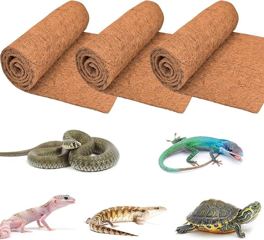 ZeeDix 3 Rolls Reptile Mat, 18 x 36 inches Natural Coconut Fiber Liner Mat Flooring Accessories for Reptile Tank - Bearded Dragon Tortoise Lizard Turtle Snake Leopard Gecko Substrate Bedding
