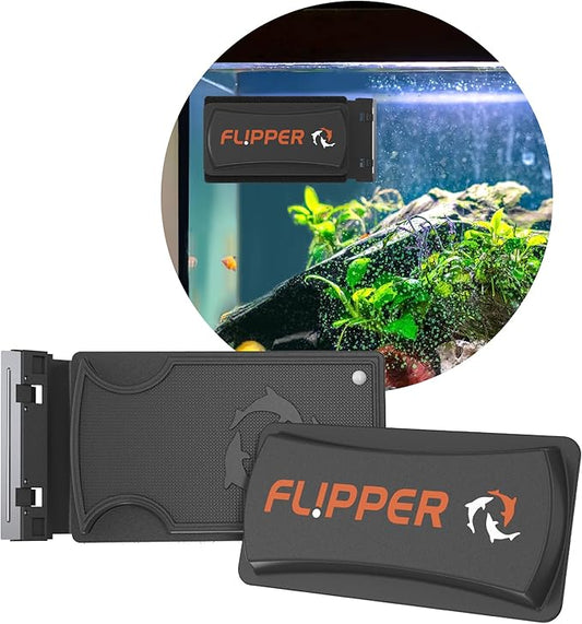 FLIPPER Standard Magnetic Aquarium Glass Cleaner – 2-in-1 Scrubber and Scraper, Hands-Free Fish Tank Cleaner for Algae Removal, Safe for Glass & Acrylic Tanks up to 1/2" (12mm), Freshwater & Saltwater