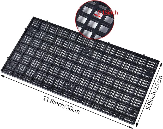 ALEGI Plastic Grid Divider Tray Egg Crate Louvre Aquarium Fish Tank Bottom Isolation with Bracket (8pcs Black)