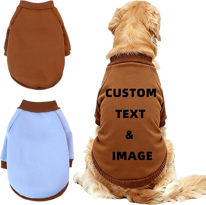Custom Dog Hoodie, Personalized Sweatshirt with Photo Text Name Logo, Customized Hooded Sweater for Small Medium Large Dogs & Cats (Coffee, Large)